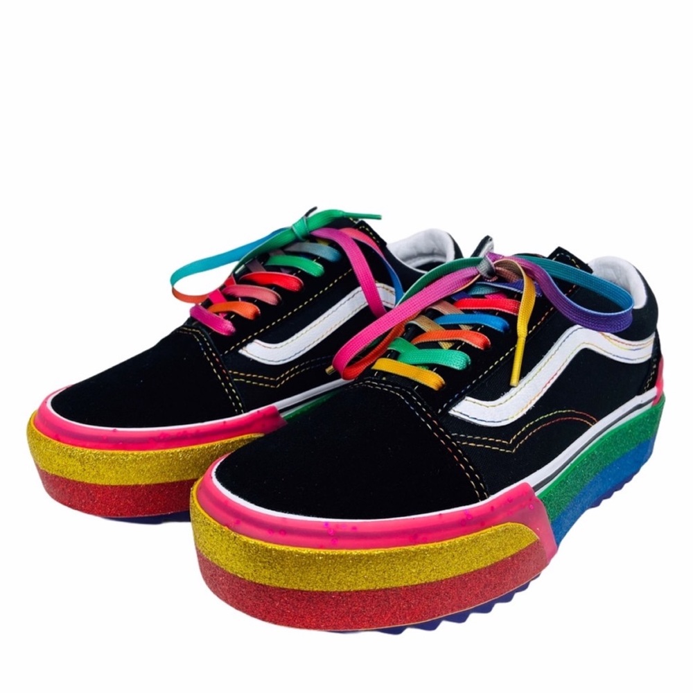Vans Old Skool Stacked Glitter Rainbow Women’s Size 7 Sneakers - Picture 14 of 15